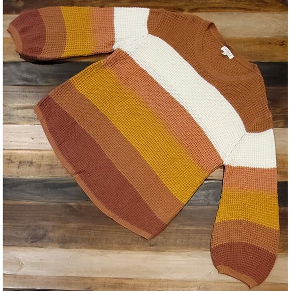 Umgee Sweaters - NWOT Umgee Sweater Chunky Knit Balloon Sleeve Striped Multicolor Women's Size XL